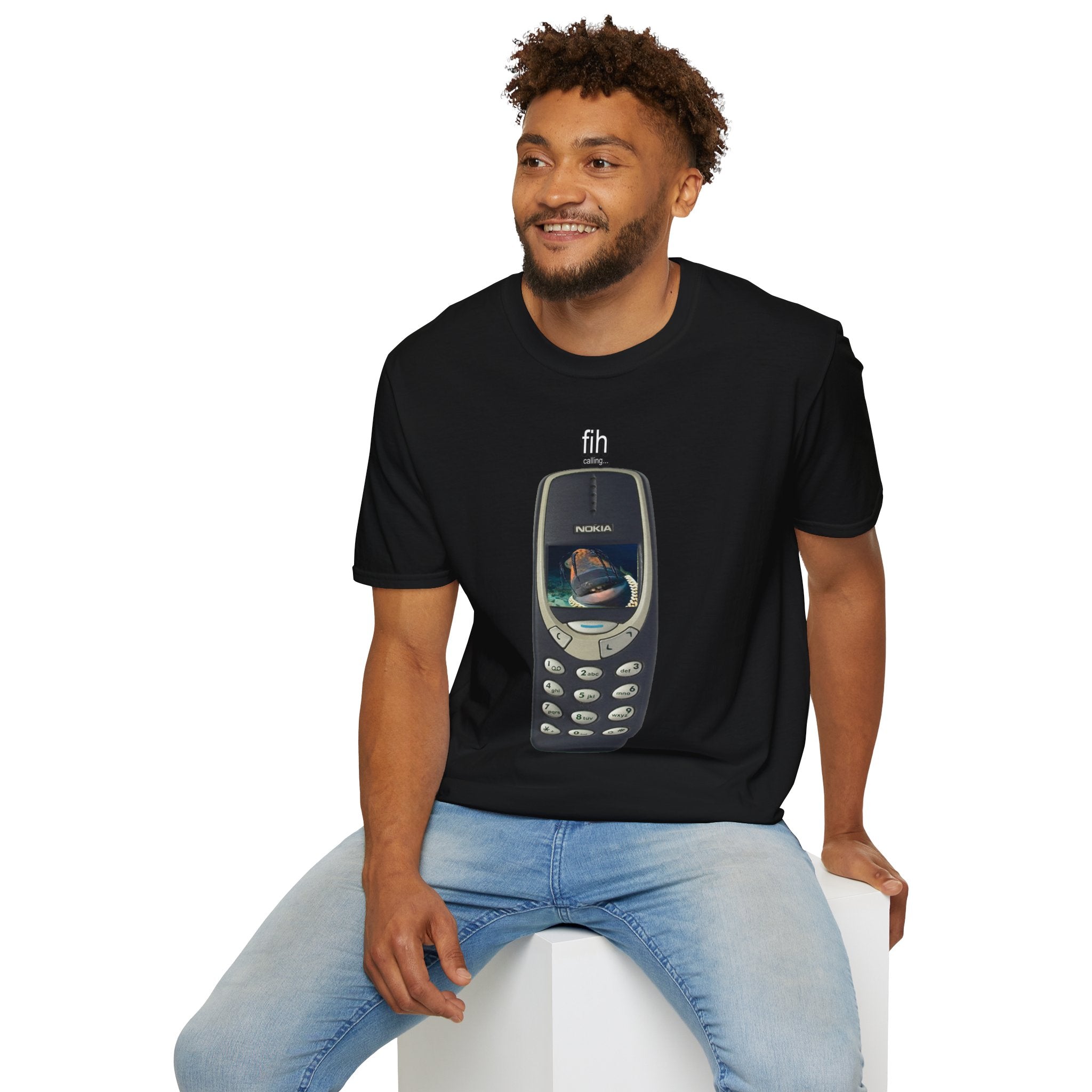Travis Scott vintage Nokia 'fih calling' Retro Phone Graphic Tee